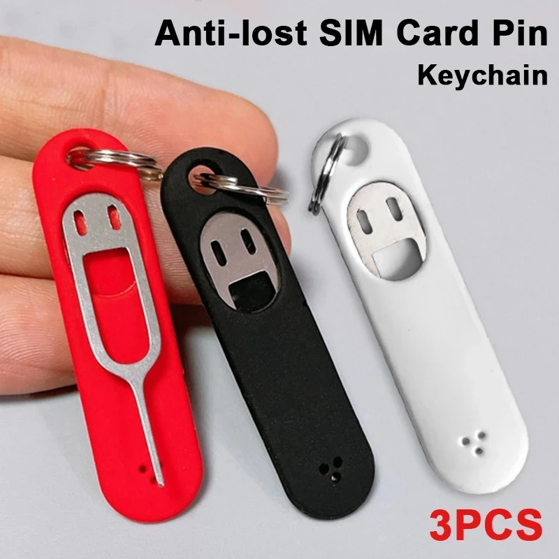 3/1PCS Anti-Lost Sim Card Pin Needle with Storage Case Key Tool Mobile Phone Ejecting Pin SIM Card Tray Ejection Pin Keyring