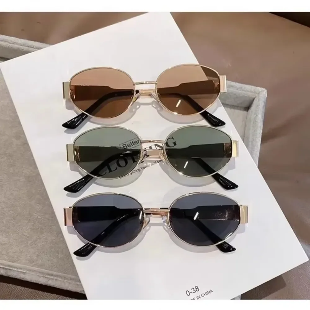 IGSTDRM Luxury Metal Brand Sunglasses for Men and Women Unisex Designer Fashion Sun Glasses Oval Unisex Stylish Eyewear Shades