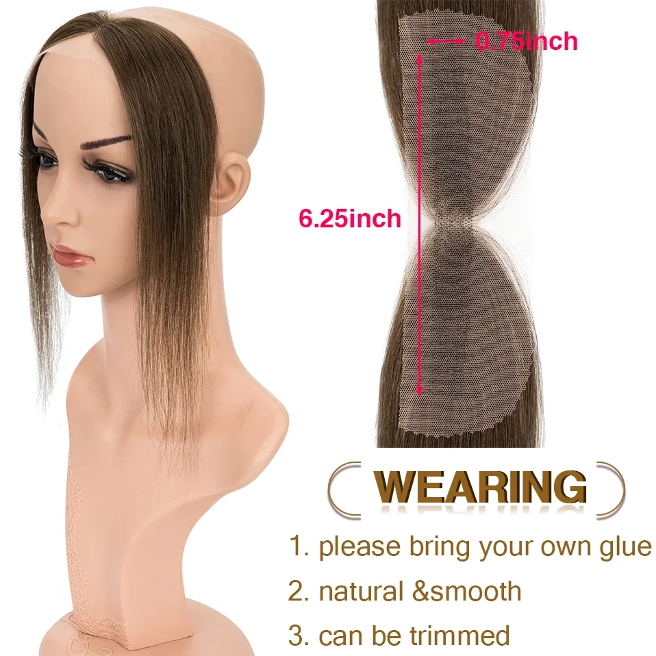S-noilite Lace Front Perücke Echthaar Topper Haaransatz Haar Patch Handgewebter Einzelknoten Natürliches unsichtbares Ersatzhaarteil