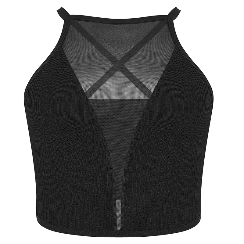 Canotta sexy in rete Crop Top Corsetto Intimo senza schienale senza cuciture Moda calda Donna Canotta casual Bralette Lingerie regolabile