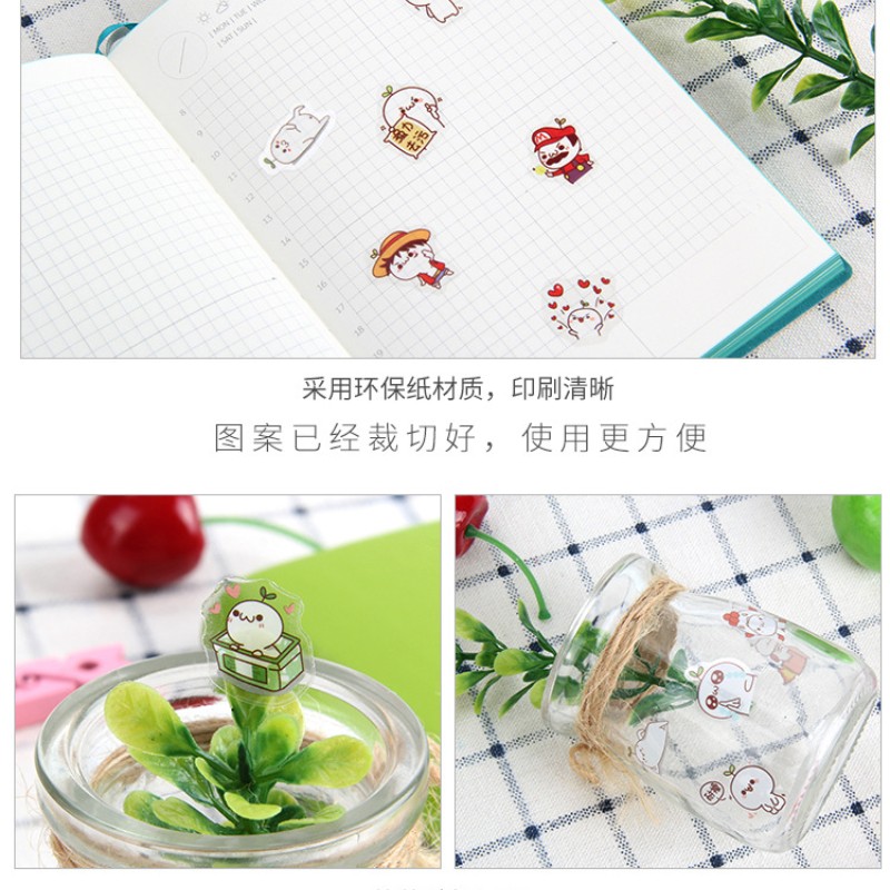 6 ピース/ロット韓国防水漫画かわいい透明 Diy 装飾ステッカーハンドアカウントステッカーかわいいプラスチックカップステッカー