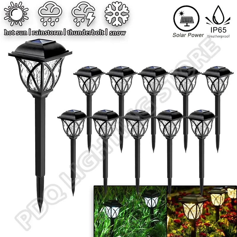 Paquete de 1-10 luces solares para patio, luces brillantes para césped, luces Led solares impermeables para caminos, luces para caminos de paisaje