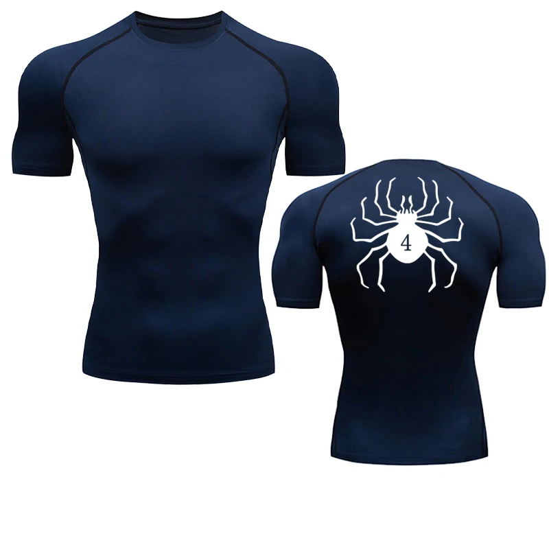 Spider พิมพ์เสื้อสําหรับชายออกกําลังกายฟิตเนส Undershirts แขนสั้นแห้งเร็วเสื้อยืดกีฬา Tops กีฬา