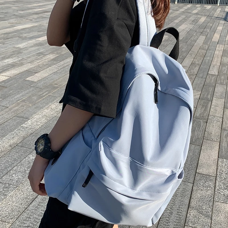 Large Capacity Backpack for Girls Students Universal Ins Pure Color Bookbag Primary And Secondary School High School College Kor