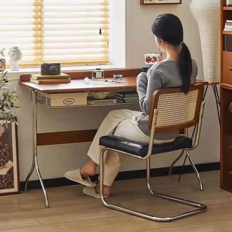 Mesa de computador luxuosa para quarto, estilo nórdico, pequena escrita, madeira, para jogos, notebook, escritório, laptop, móveis de madeira