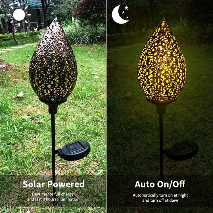 กลางแจ้ง Water DROP Shaped พลังงานแสงอาทิตย์โปรเจคเตอร์กันน้ํา Hollowed-OUT สําหรับลานสวนบันไดรั้ว Street ภูมิทัศน์ระเบียง