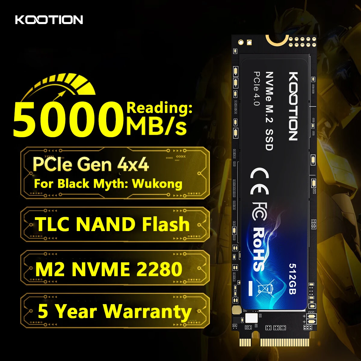 KOOTION X16Plus SSD NVMe M2 1 TB 2 TB 512 GB interne Solid State Festplatte PCIe 4,0 x 4 2280 SSD M.2 Laufwerk für PS5 Laptop PC