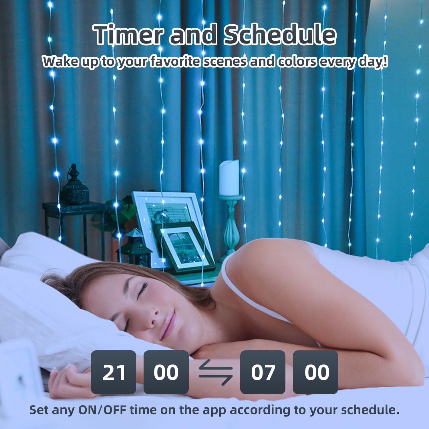 3M RGB Smart LED-gordijnverlichting Kerstdecor APP Afstandsbediening USB Garland String Light Fairy Lamp Bruiloft Vakantie Slaapkamer Buiten