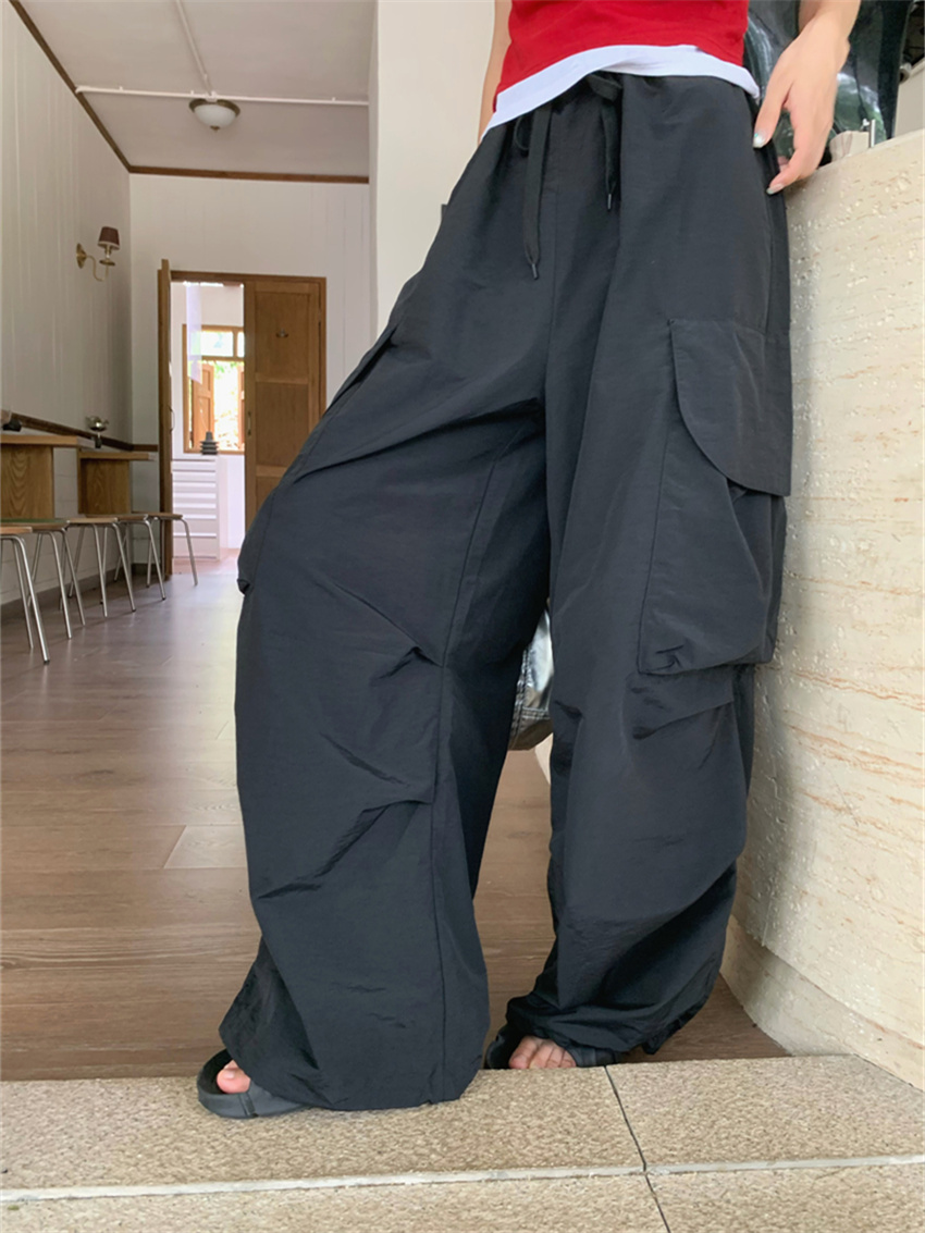 Alien Kitty celana kasual wanita, longgar saku kaki lebar Semua cocok mode 2024 olahraga Mujer ramping baru pakaian jalanan musim panas