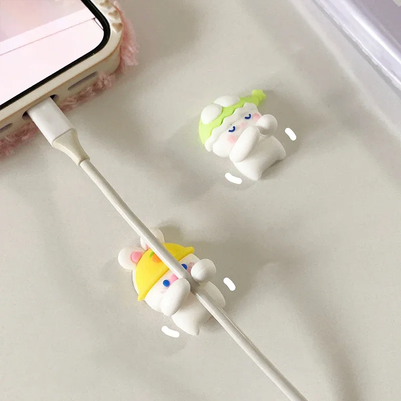 2pcs Kawaii Cartoon Cable Organizer Cute USB Charger Data Line Wire Wall Hooks Cable Holder Earphone Cable Winder Desk Organizer