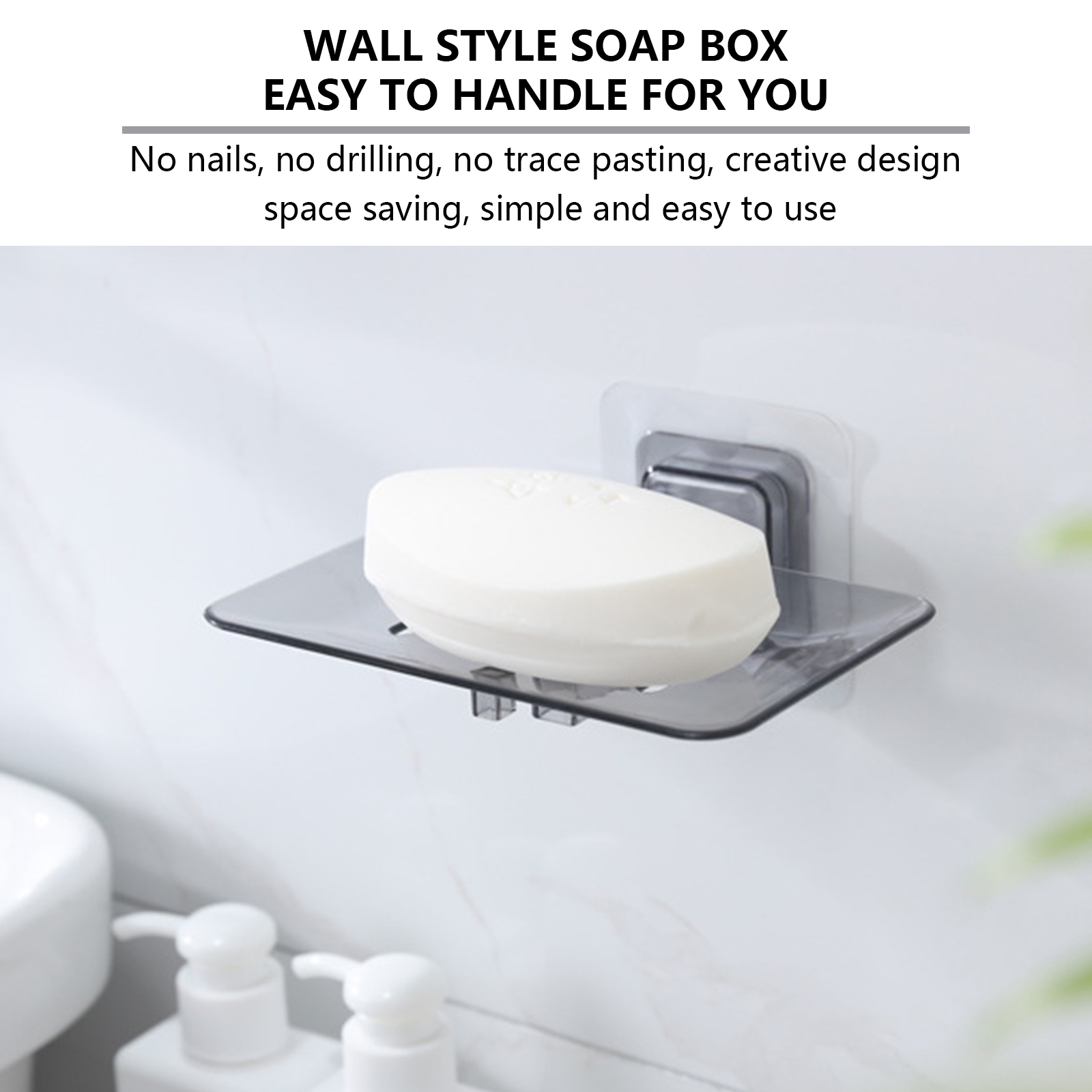 Soap Holder montado na parede do agregado familiar, Sponge Scrubber Box, Pratos para casa, Dormitório plano, Hotel