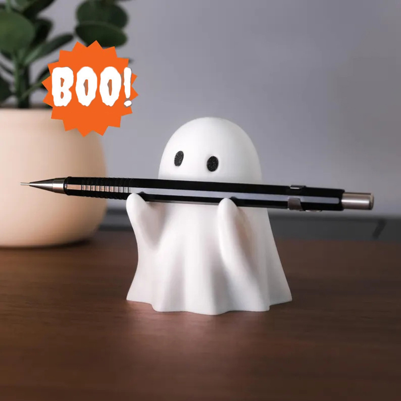 Ghost Pen Holder - Cute Resin Desktop Organizer for Office & Home, Halloween Decor Creative Gift, Funny Stationery Stand (1PC)