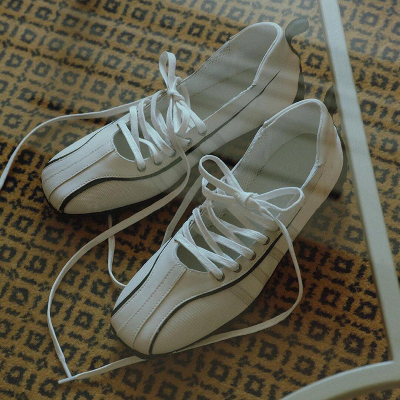 Zapatillas de ballet para mujer, zapatos informales retro con cordones de estilo de ballet coreano a la moda, cómodas zapatillas de ballet ligeras