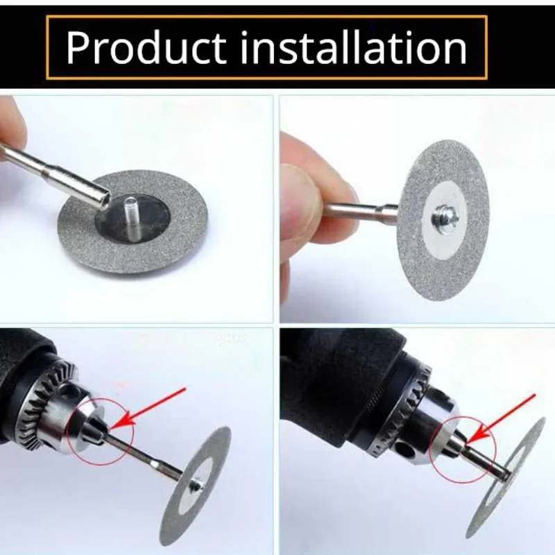 5 dischi da taglio diamantati da 22 mm tagliati mini lama per sega diamantata con 1 gambo di collegamento per utensile rotante Dremel Drill Fit