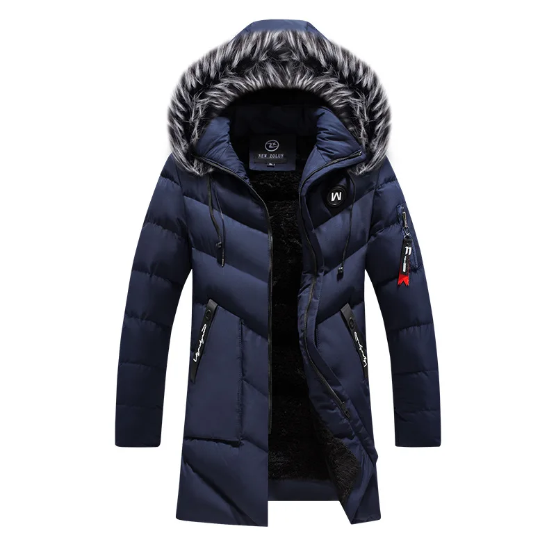 Mannetje Stevige Katoenen Bovenkleding Heren Dikke Fleece Winterjas Mode Bont Capuchon Warme Cooton Parka Windjack Plus Maat 6xl