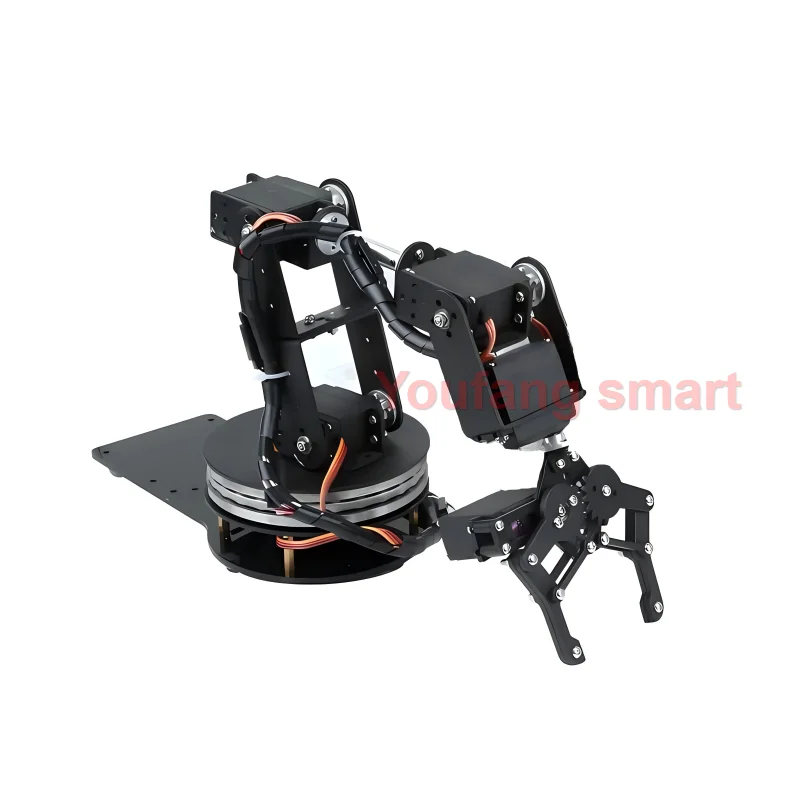 Braço robô mg996 6 dof com garra de metal, base rotativa de disco 180/360 para robô arduino, kit diy, arquivos 3d uno/esp32, robô programável