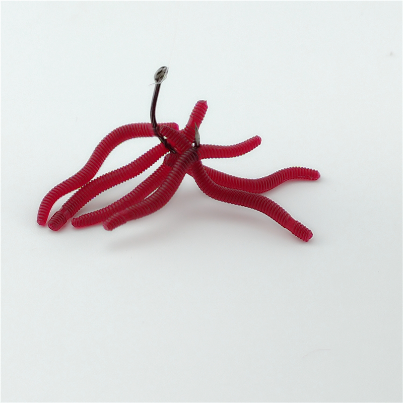 100PCS Weicher Köder Bass Brassen Blutwurm Angeln Regenwurm Wurm Gummi Rote Würmer Köder Fischgeruch Realistische Tackle