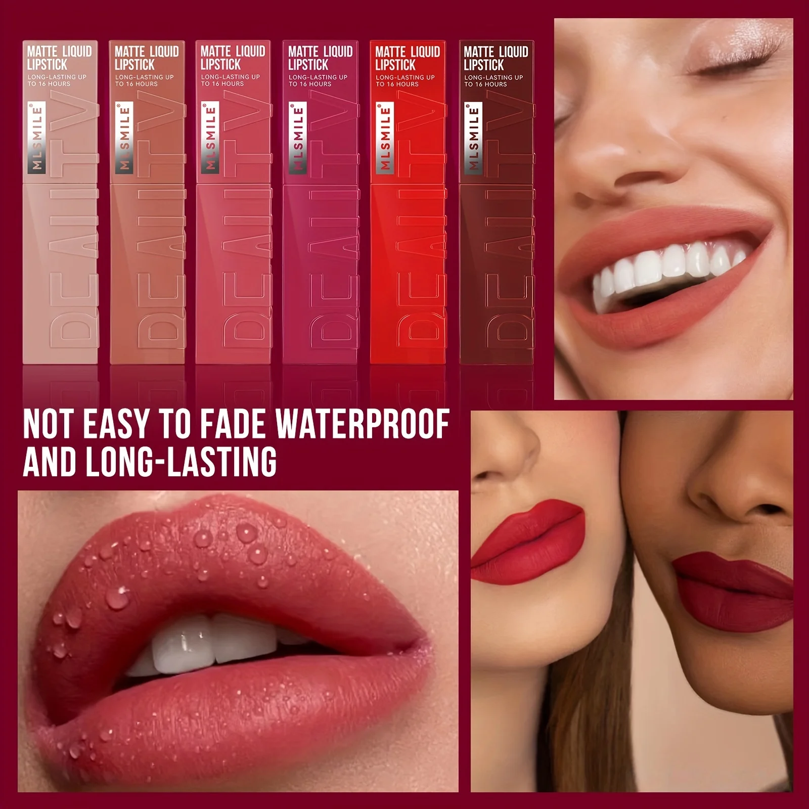 6 เฉดสี High Shiny Lip Gloss ลิปสติก Vivid High Pigment ลิปสติก, Long Lasting Moisturizing Non-Sticky Finish Water Lip Tint