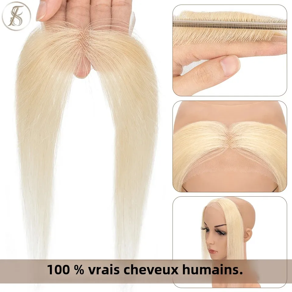 TESS femmes Topper cheveux humains 10 pouces naturel délié Patch de cheveux perte de cheveux main crochet dentelle unique noeud cheveux Invisible postiche