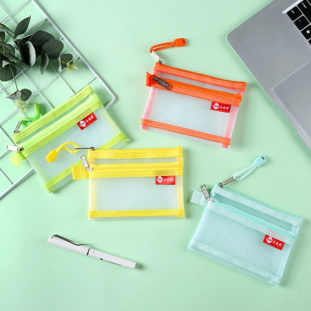 Bolsas pequeñas portátiles para monedas, bolsa de malla para almacenamiento de tarjetas de crédito de nailon, identificación, con cremallera, organizador de auriculares, monedero