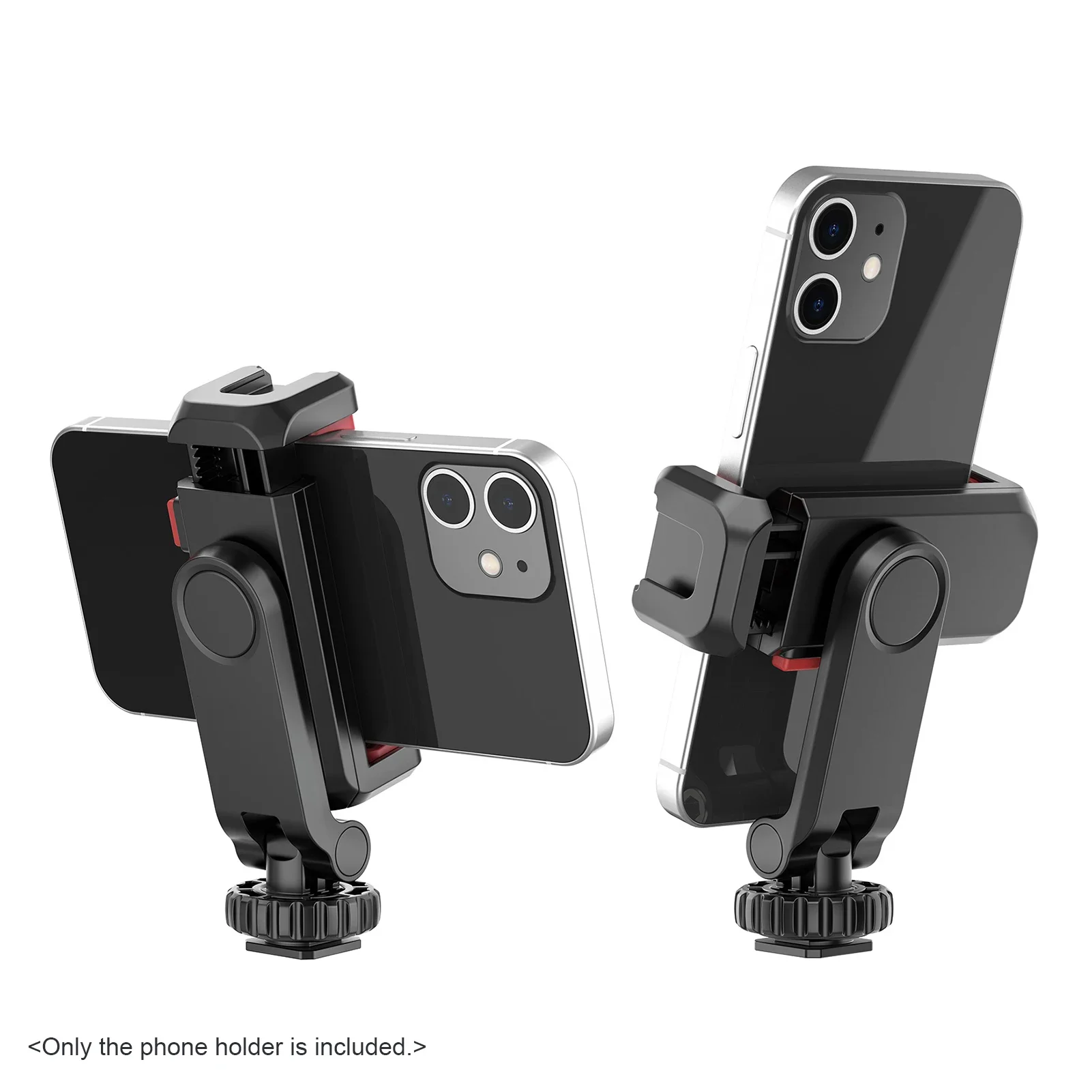 Phone Tripod Mount Rotatable with Dual Cold Shoe Mounts for Smartphone Vlog Multi-functional Phone Holder Clamp