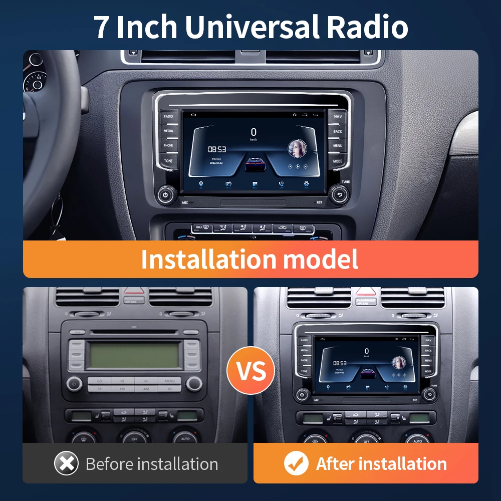 Android オートラジオフォルクスワーゲン VW パサート B6 B7 CC ティグアントゥーランゴルフポロ Carplay 4 グラム車マルチメディア GPS 2din Autoradio