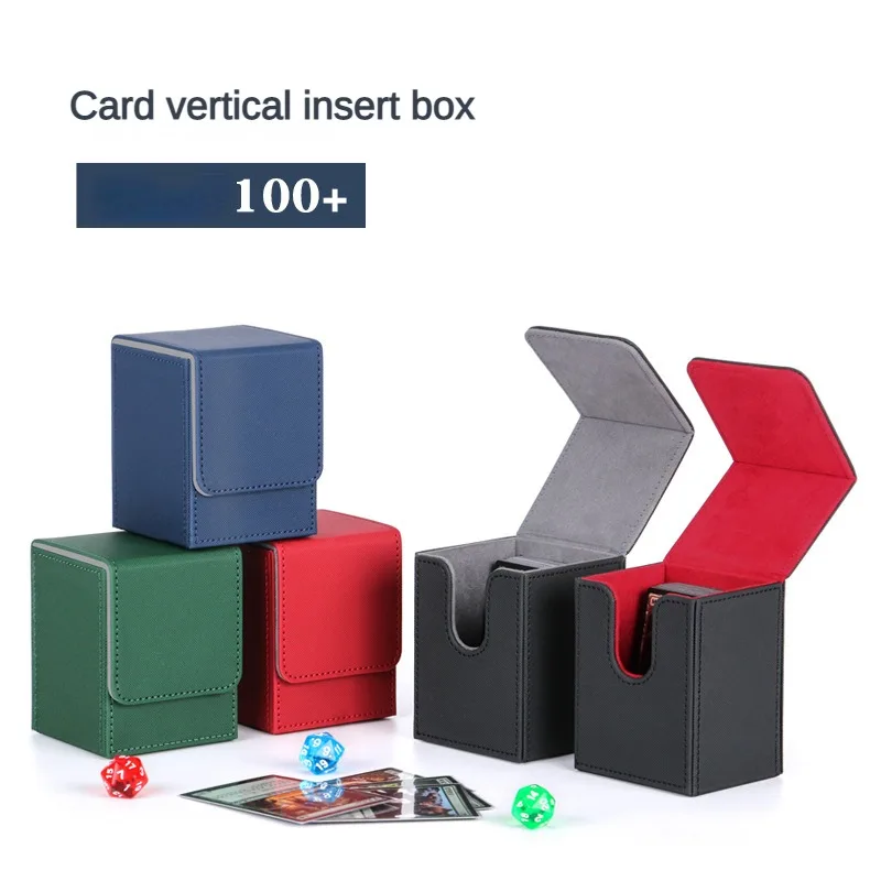 100 + caixa de baralho de cartas de negociação, couro pu, brinquedo de cartas de coleta com fecho magnético, armazenamento de cartas de jogo, protetor de capa de cartão