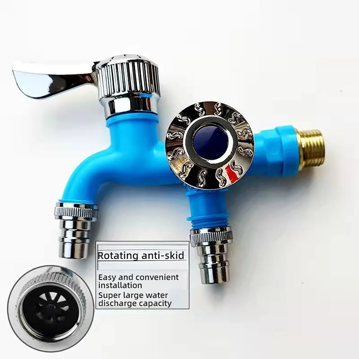 Torneira multifuncional à prova de respingos, torneira de plástico para máquina de lavar, cozinha, controle duplo, emenda de dupla utilização