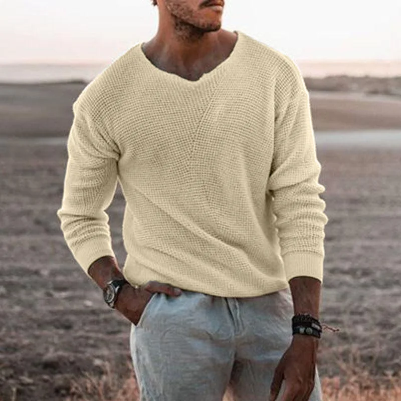 Europäische und amerikanische Mode Herren Strickpullover Lässiger lockerer Pullover V-Ausschnitt Langarm Pullover Pullover Plus Size Jacke