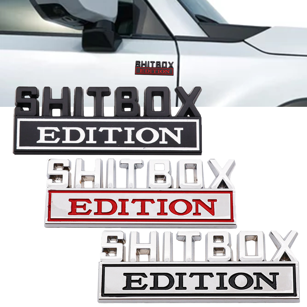 3D-Emblem aus Zinklegierung, SHITBOX EDITION, Abzeichen, Auto-Heckseiten-Aufkleber, Zubehör für Jeep, Dodge, Chrysler und LKWs.