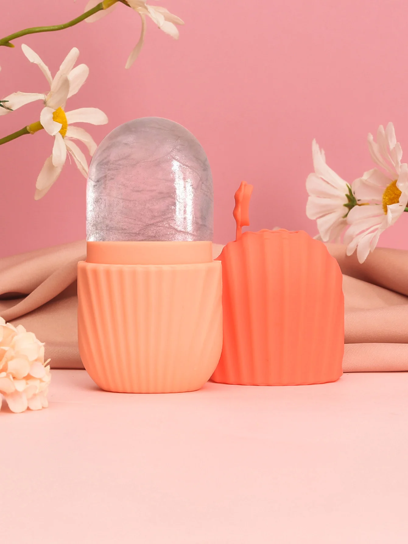 1 peça, massageador de rolo de gelo de silicone para rosto, olhos-cuidados naturais da pele, resfriamento e eliminação de bolsas para os olhos, reutilizáveis e calmante