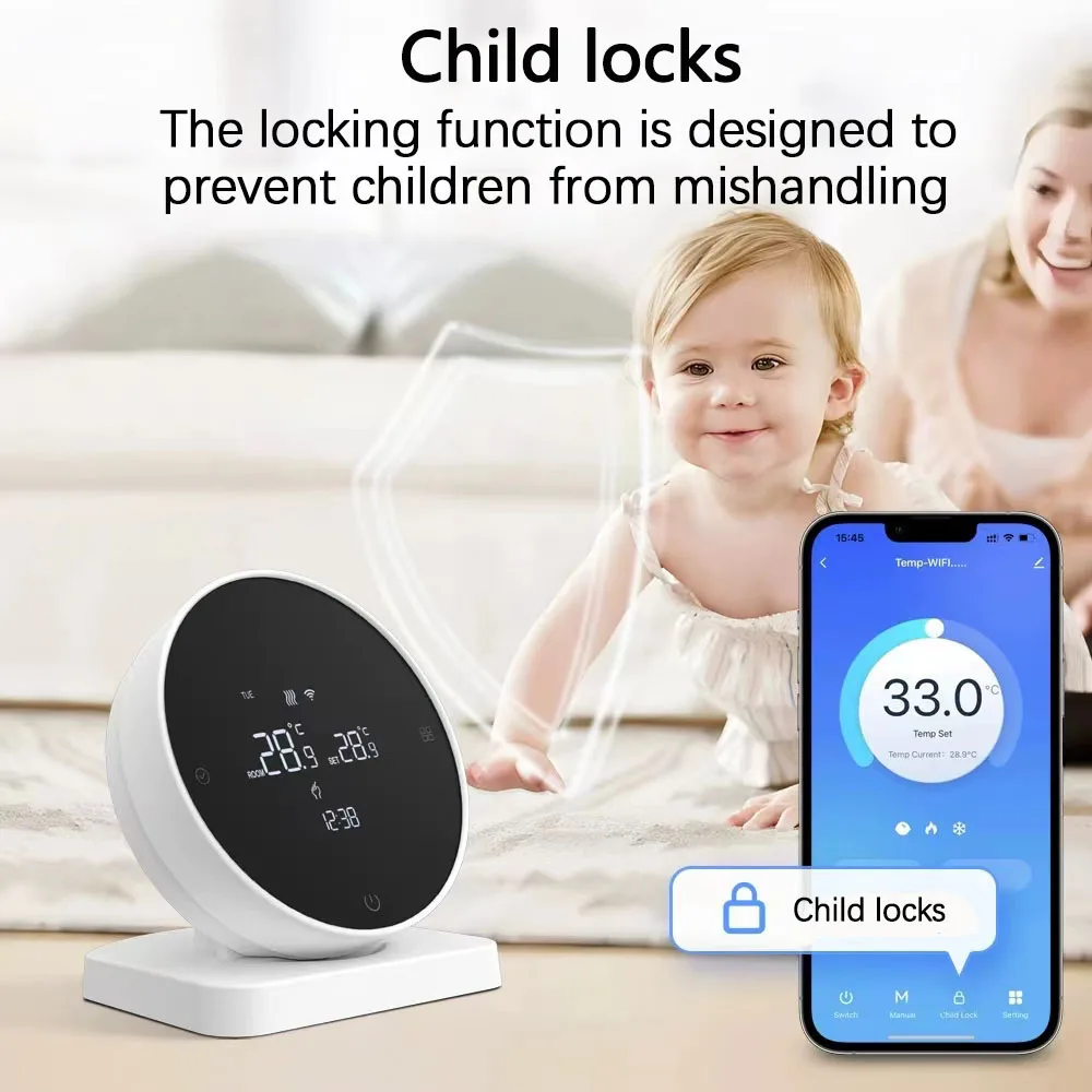 YJWL R7 inalámbrico uno en uno WIFI termostato inteligente/pantalla LCD/pantalla táctil/controlador de temperatura de calefacción de agua de caldera de gas