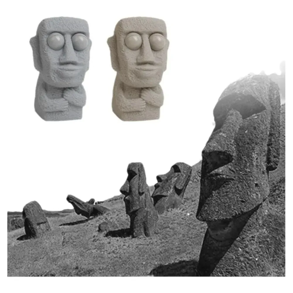 Stone Man ปล่อยความเครียดของเล่นช้าๆ Rebounds นุ่มรูปปั้น Moai บีบตาสนใจ Expression ผ่อนคลายความเครียดของขวัญเด็ก