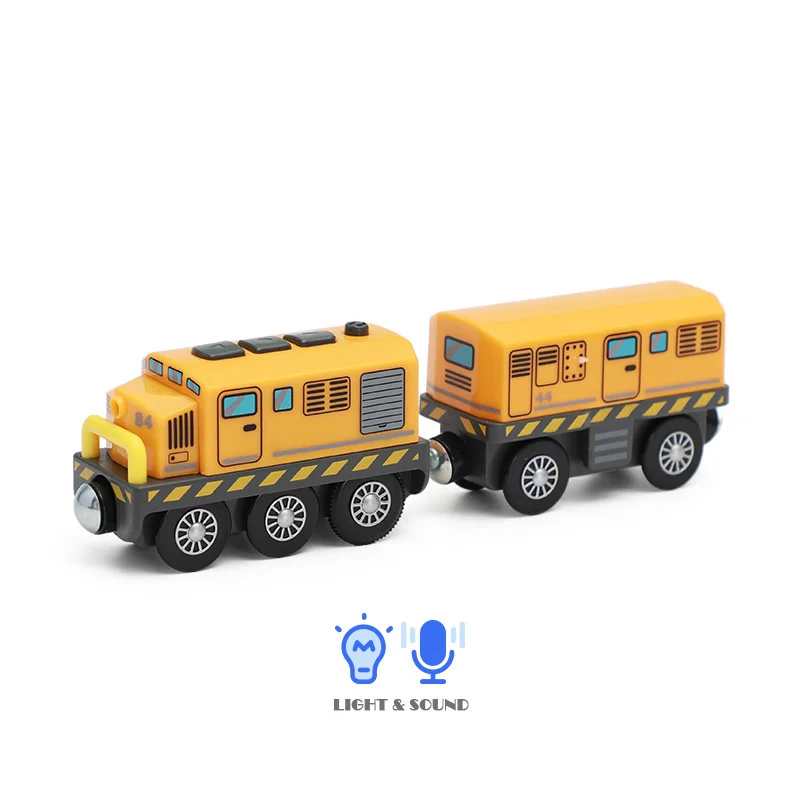 เด็กแม่เหล็กรถไฟฟ้ารถหัวรถจักรไม้สล็อตรถไฟ Diecast 2 รถไม้ของเล่นของขวัญ
