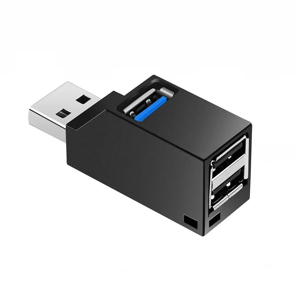 Adaptador USB 3,0 HUB extensor Mini caja divisora 1 a 3 puertos USB 2,0 de alta velocidad para PC portátil U lector de tarjetas de disco