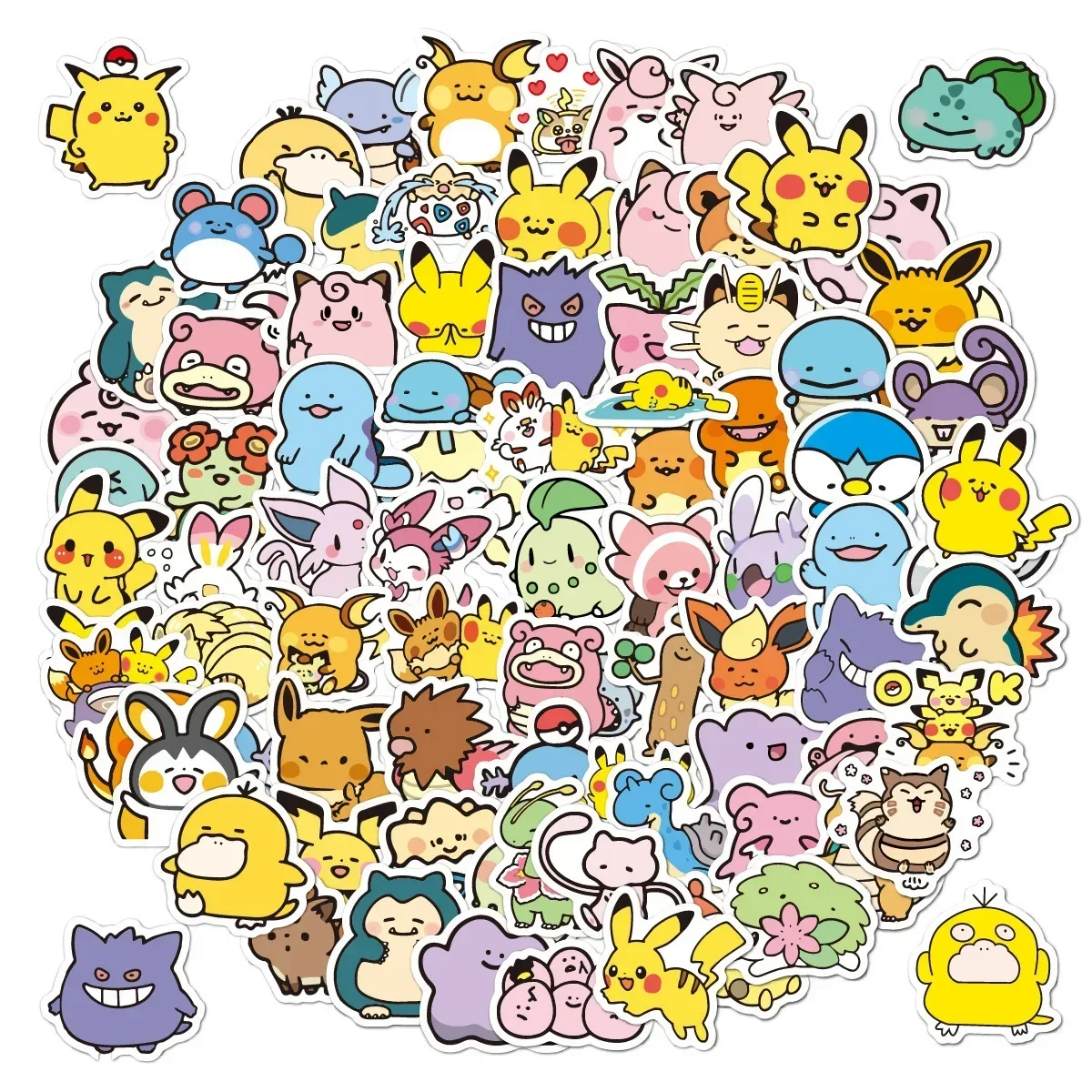 100 pçs bonito anime pokemon dos desenhos animados adesivos para portátil motocicleta papelaria diy crianças brinquedos graffiti adesivo decoração