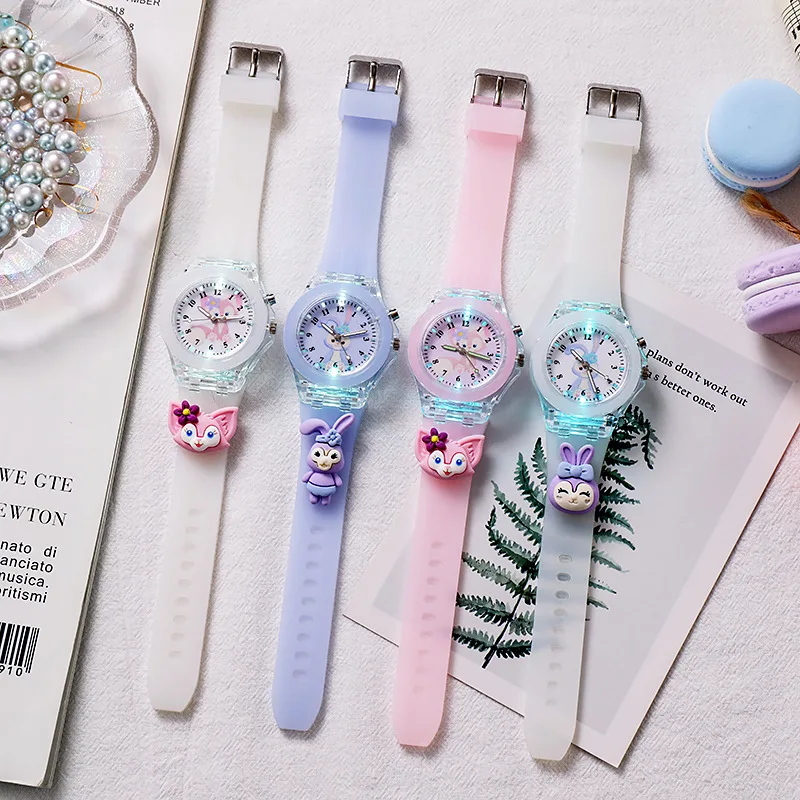 Nova disney mickey crianças relógios meninas pulseira de silicone luminosa 3d dos desenhos animados minnie crianças relógio de quartzo reloj infantil ﻿ ﻿