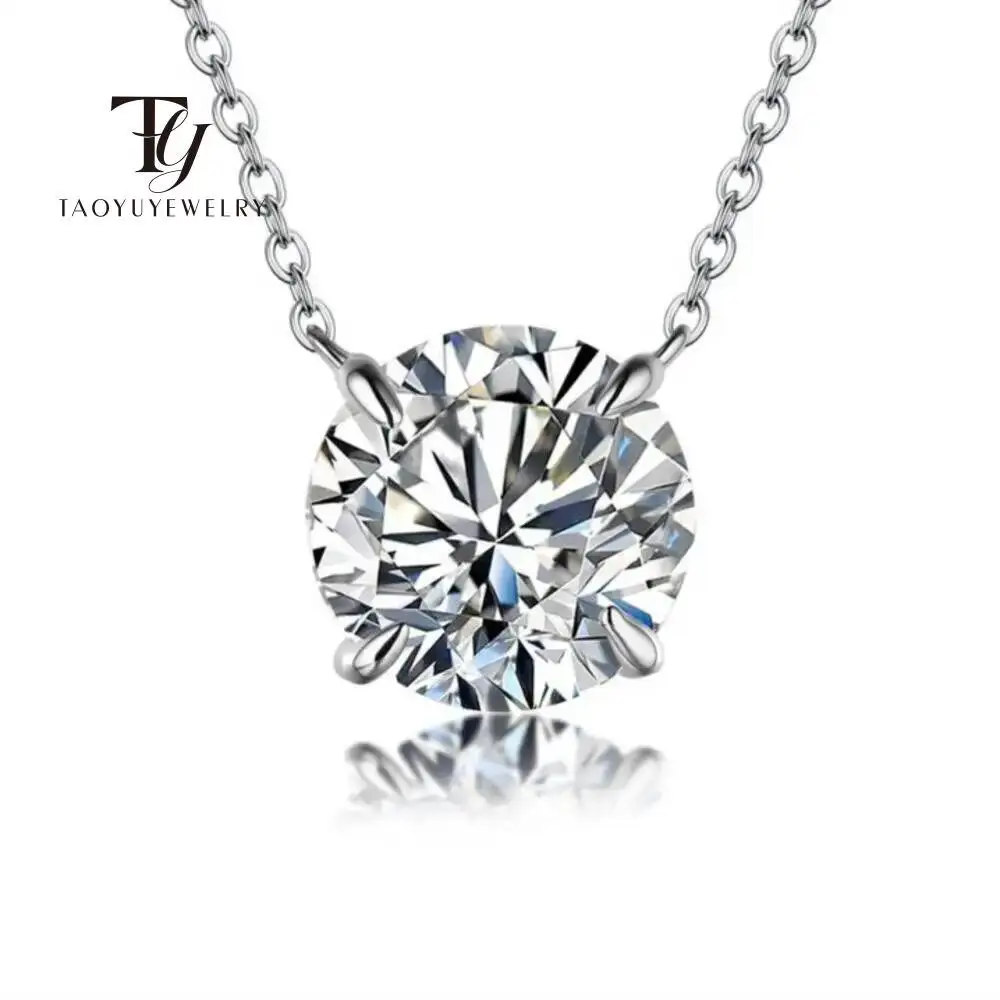 Moissanit Dia 6,5mm 0,5-5CT Frau Anhänger Sier Halskette Für Frauen Ketten Party Braut Edlen Schmuck 925 sterling Silber Halskette