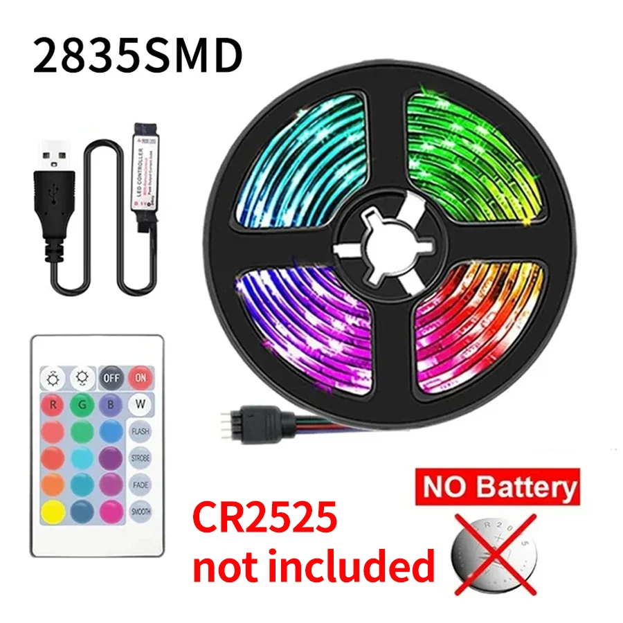 2835 rgb conduziu a luz de tira 60leds/m dc 5v usb rgb fita com controle remoto ir pc tv backlight casa sala de jogos decoração 2m/3m