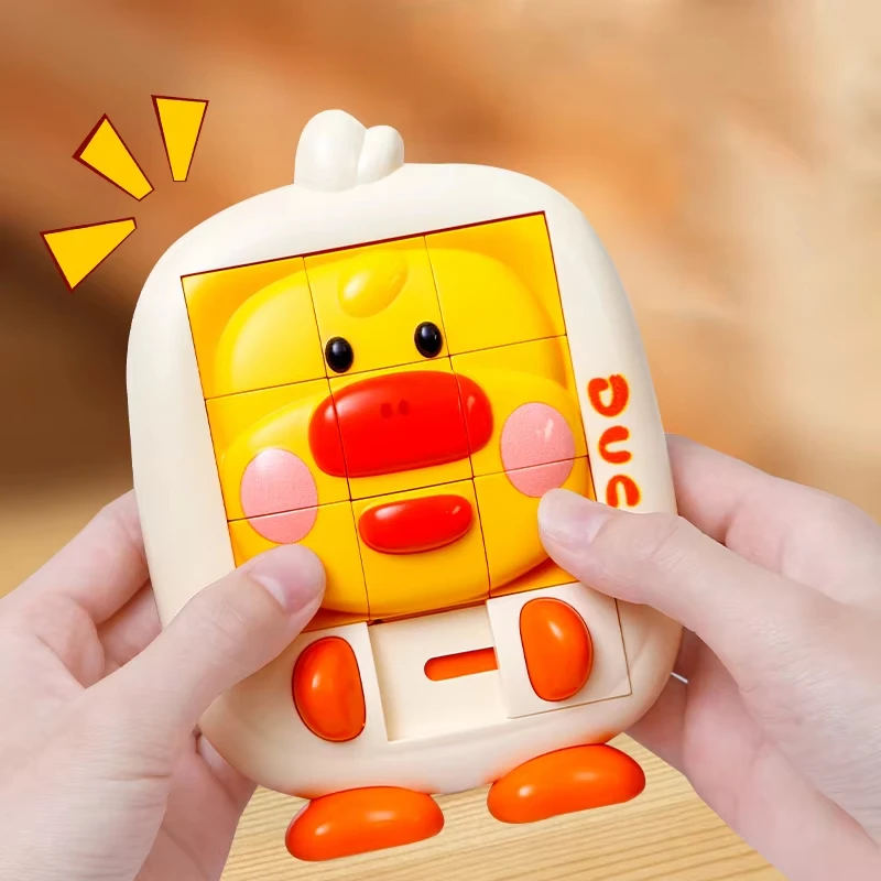 Cartoon Dinosaur Slide Puzzle Game Huarong Road Puzzle Board Edukacyjna inteligentna gra logiczna dla dzieci w wieku 2-6 lat Zabawka podróżna