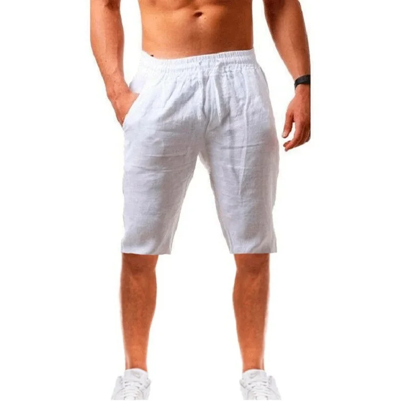 Nuevos pantalones cortos de lino y algodón para hombre, pantalones de lino de Color sólido transpirables de verano para hombre, ropa de calle deportiva S-3XL