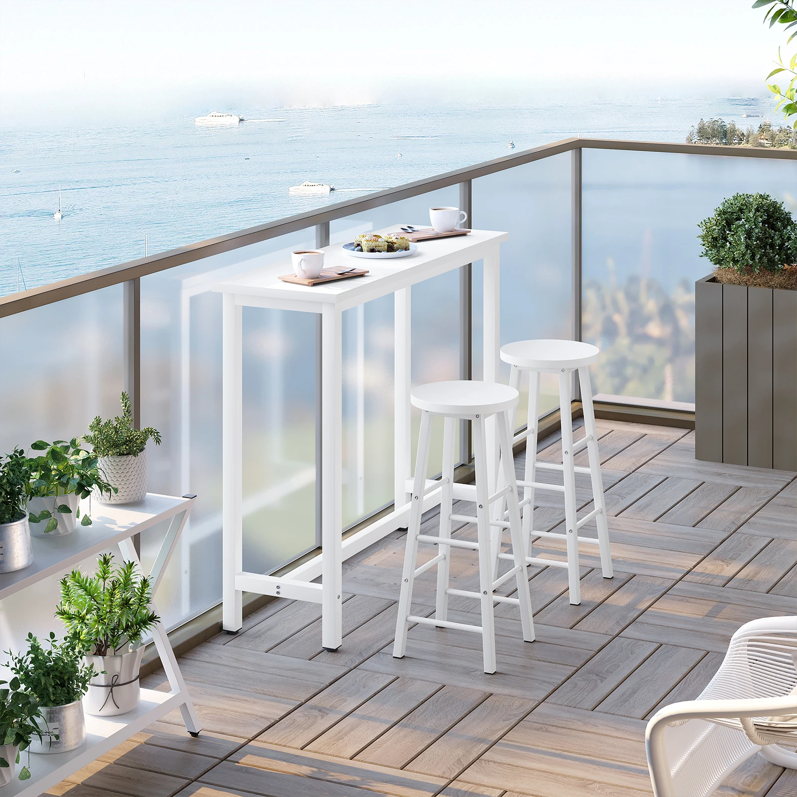 WOLTU Balie Bartafel 120x40x100cm Koffie Ontbijt Eetkamer Keukentafel Metalen Poten met Voetsteun voor Eetkamer Woonkamer