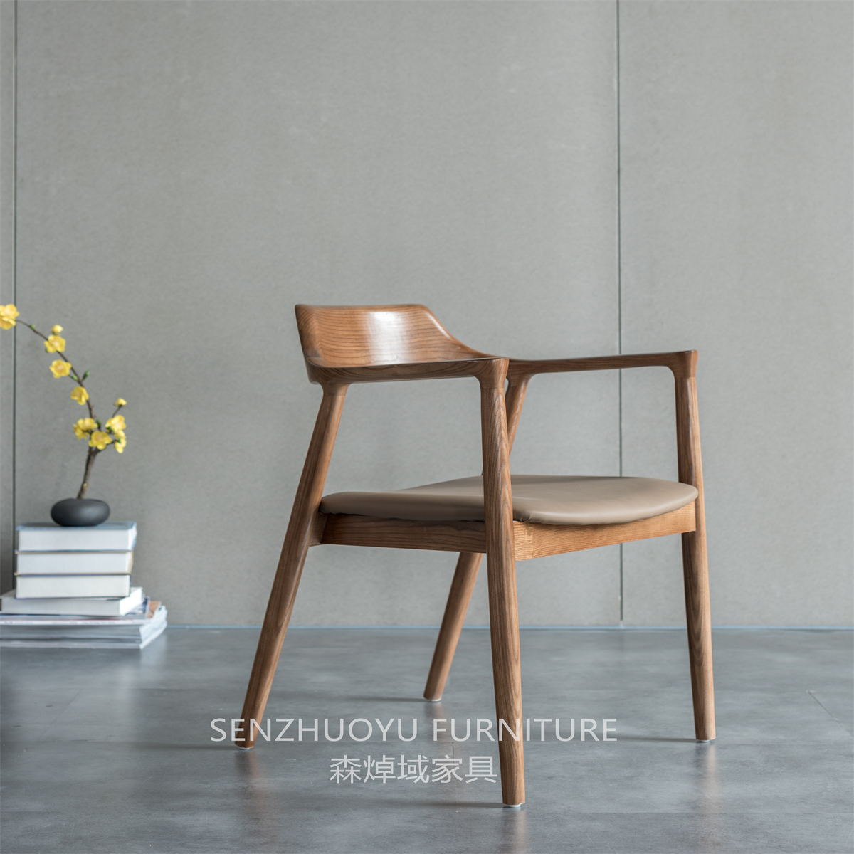 Silla de comedor de diseño de madera maciza, muebles de comedor, cafetería