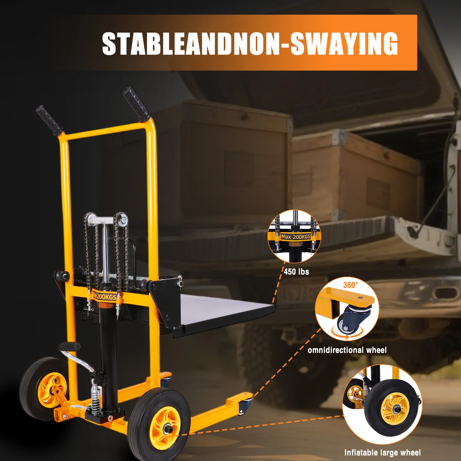 Mini Forklift Foldable Transport Lifting Cart with Swivel Wheels Portable Pallet Jack Table Cart Lightweight Pallet Truck Dolly