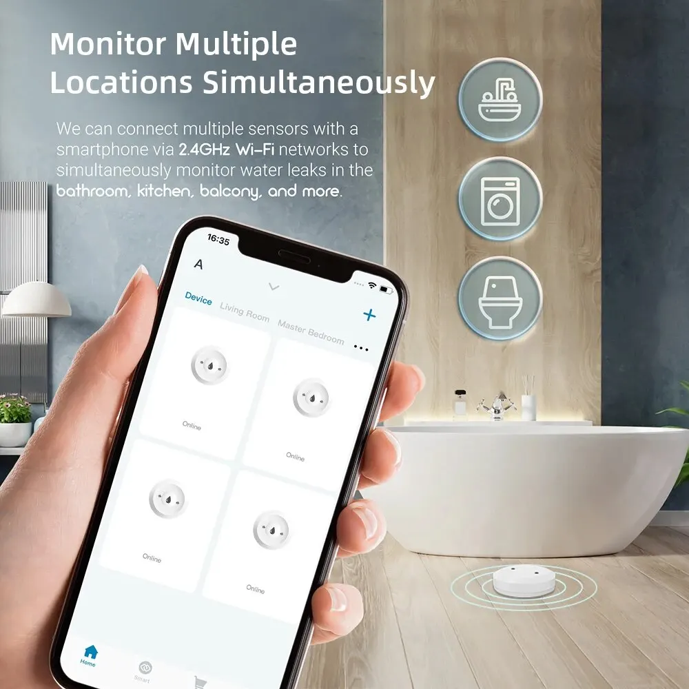 Tuya ZigBee Smart Watersensor Detector Overstromingslekkage Alarm APP Controle Waterdicht voor Thuis Keuken Badkamer Smart Life Gateway