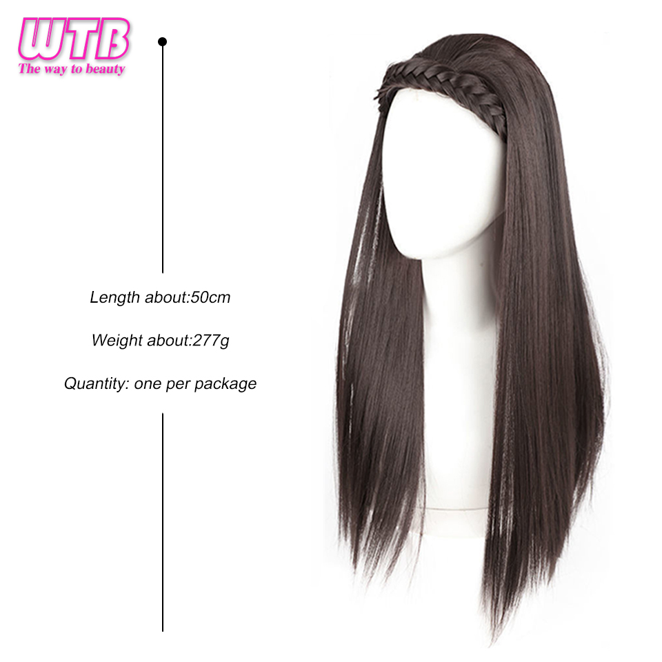 WTB 合成かつらヘアバンド女性のロングヘア編組ヘアヘアバンドウィッグ統合拡張ヘアウィッグ