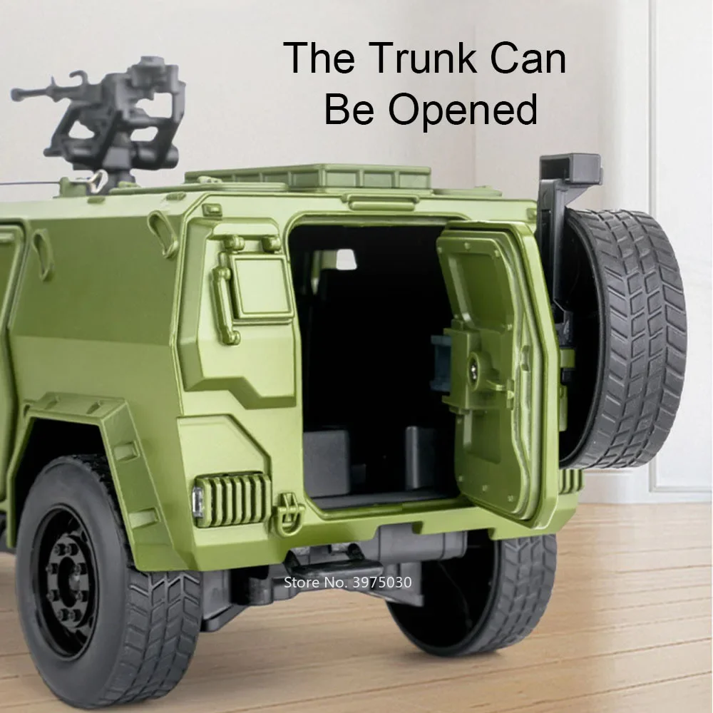 東風-m-terrain装甲車のおもちゃ、ミニチュアモデル、軽い音楽、軍用オフロード車、オープンドア、キッズクリスマスギフト、1:18