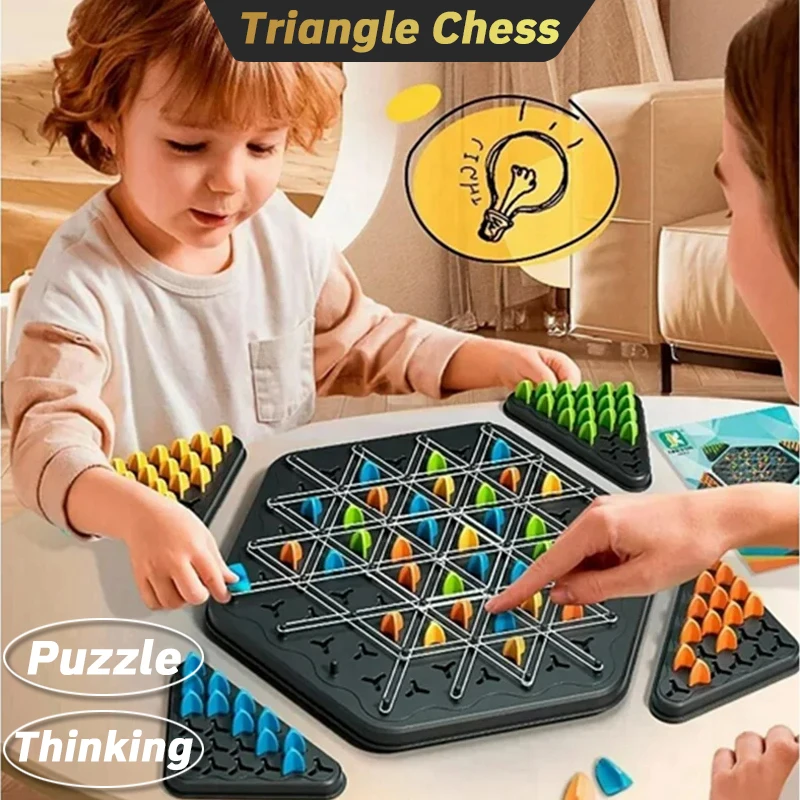 Chain Triangle Chess Game Triggle Rubber Band Game Educational Interactive Game Battle Set For Family Party Gift