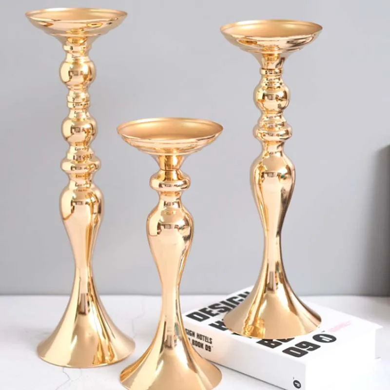 Liquidación_Candelabros Decoraciones navideñas Centros de mesa de boda Soporte de linterna Hogar Florero de oro Centro de mesa Evento