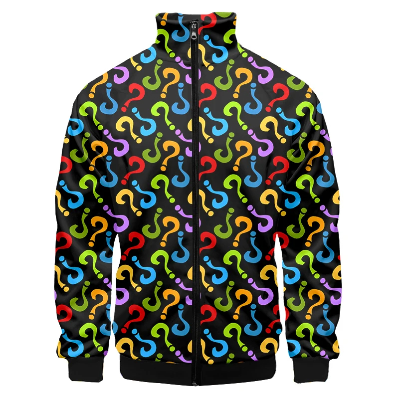 Bunte Monster Graffiti Kunst Männer plus Größe 3d Jacke Sportswear Frühling Stehkragen Reiß verschluss Pullover Baseball jacke Herren
